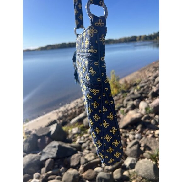 Vera Bradley yellow blue floral Michigan Wolverines triple zip crossbody bag - Picture 6 of 14